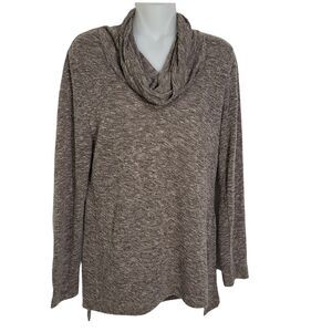 Chicos Womens Sweater Size 0 Small Cowl Neck Pullover Lightweight Marled Green